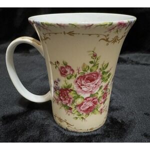 STECHCOL Bone China Floral Pink Roses Coffee Tea Mug Cup Brunch Lunch Dinner
